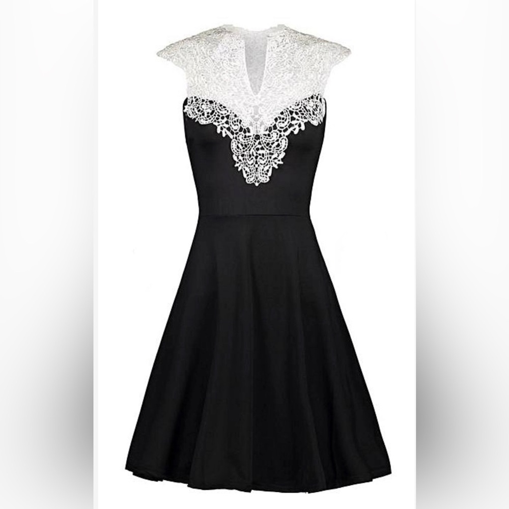 Fashion Black High Waist Women V-neck Party Slim Lace Sleeveless Summer Dress